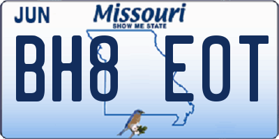 MO license plate BH8E0T