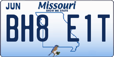 MO license plate BH8E1T