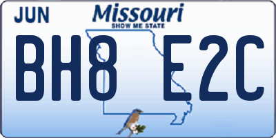 MO license plate BH8E2C