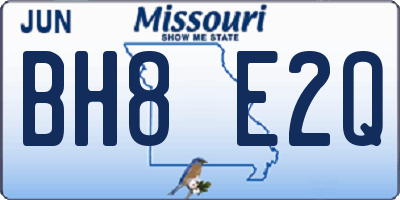 MO license plate BH8E2Q
