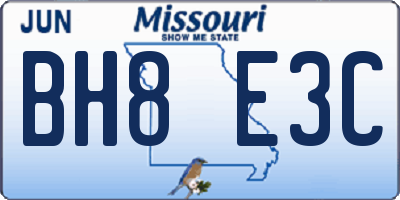 MO license plate BH8E3C