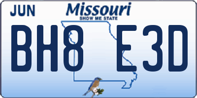MO license plate BH8E3D