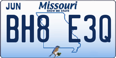 MO license plate BH8E3Q