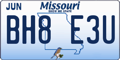 MO license plate BH8E3U