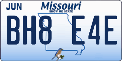 MO license plate BH8E4E
