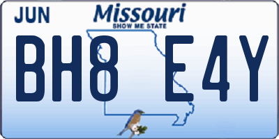 MO license plate BH8E4Y