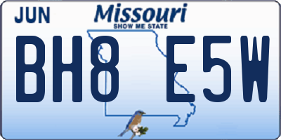 MO license plate BH8E5W