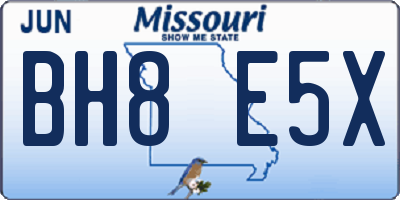 MO license plate BH8E5X