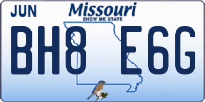 MO license plate BH8E6G