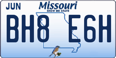 MO license plate BH8E6H