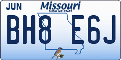 MO license plate BH8E6J