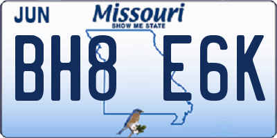 MO license plate BH8E6K