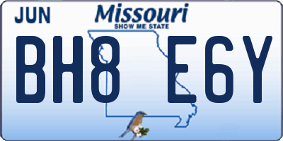 MO license plate BH8E6Y