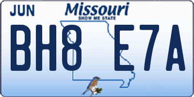 MO license plate BH8E7A