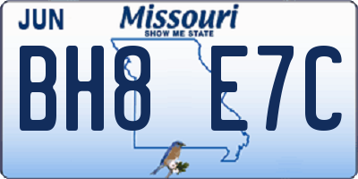 MO license plate BH8E7C