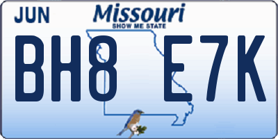 MO license plate BH8E7K