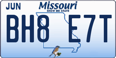 MO license plate BH8E7T