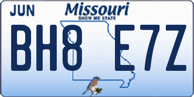 MO license plate BH8E7Z