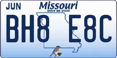 MO license plate BH8E8C