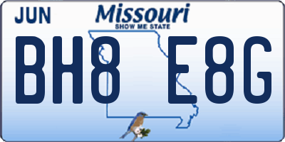 MO license plate BH8E8G