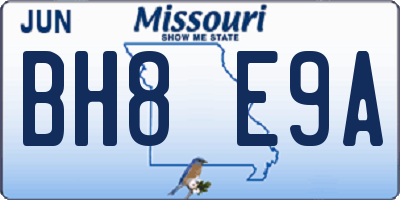 MO license plate BH8E9A
