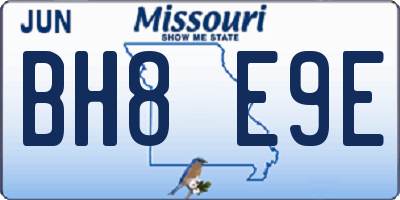 MO license plate BH8E9E