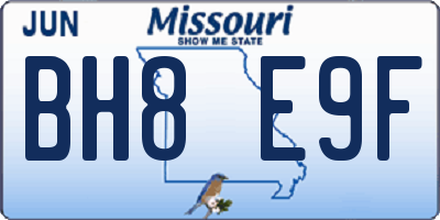 MO license plate BH8E9F