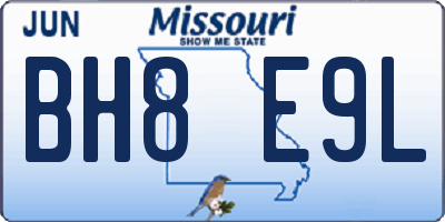 MO license plate BH8E9L