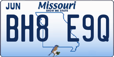 MO license plate BH8E9Q
