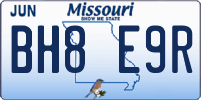 MO license plate BH8E9R