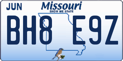 MO license plate BH8E9Z