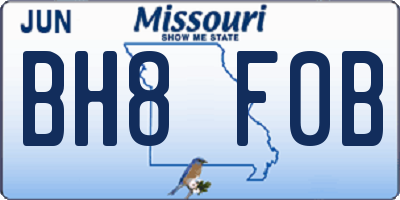 MO license plate BH8F0B