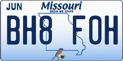 MO license plate BH8F0H