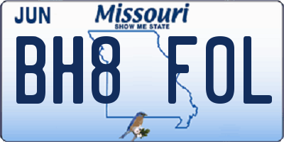 MO license plate BH8F0L
