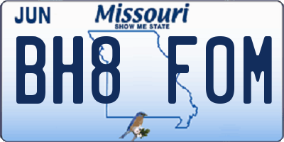 MO license plate BH8F0M