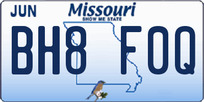 MO license plate BH8F0Q