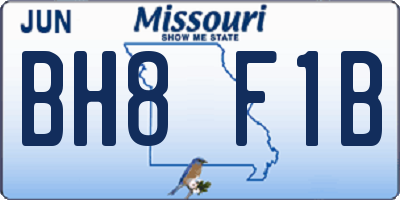 MO license plate BH8F1B