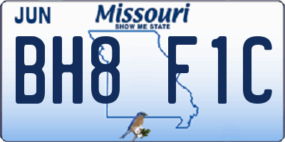 MO license plate BH8F1C