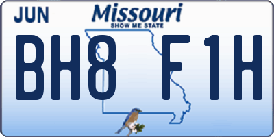 MO license plate BH8F1H