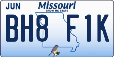 MO license plate BH8F1K