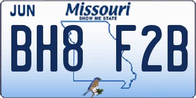 MO license plate BH8F2B