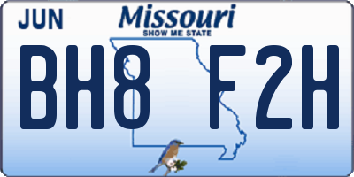 MO license plate BH8F2H