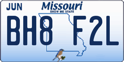 MO license plate BH8F2L