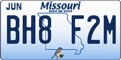 MO license plate BH8F2M