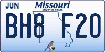 MO license plate BH8F2O