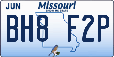 MO license plate BH8F2P