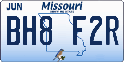 MO license plate BH8F2R