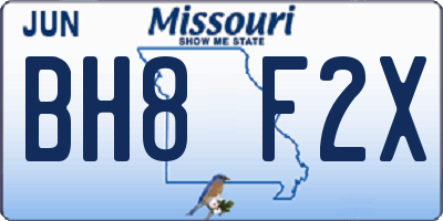 MO license plate BH8F2X