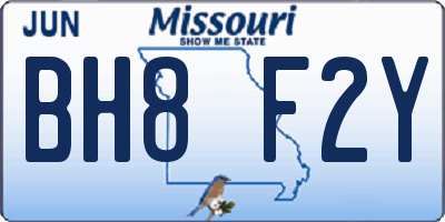 MO license plate BH8F2Y