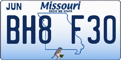 MO license plate BH8F3O